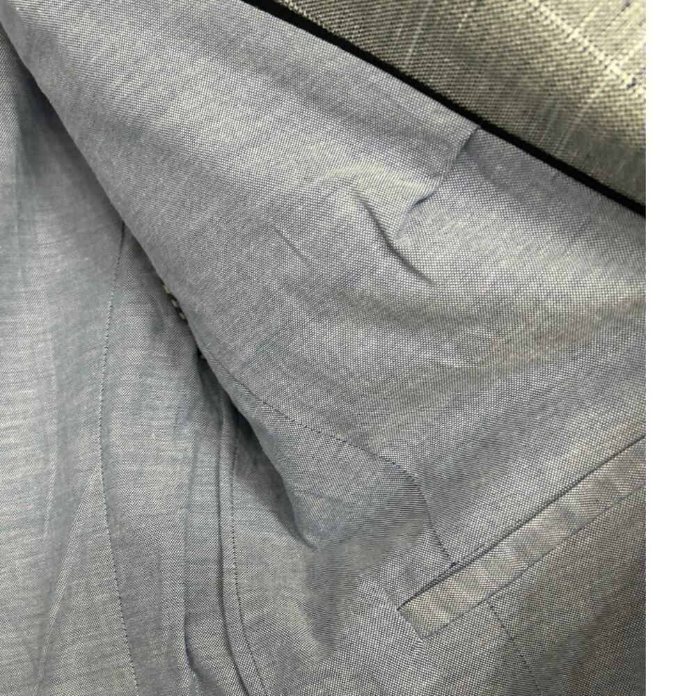 Banana Republic Blue Linen Blend Plaid Blazer Jacket 6 Old Money Preppy Classic - Picture 9 of 14